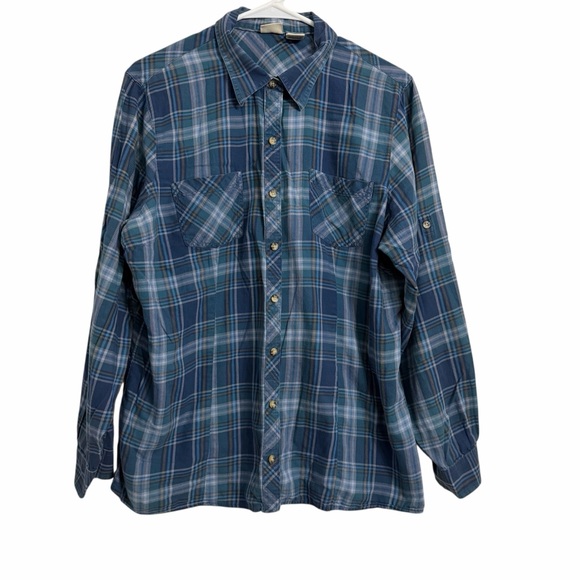 L.L. Bean Tops - LL Bean Blue Plaid Lakewashed 100% Cotton Button Up Oxford Shirt Size X LARGE